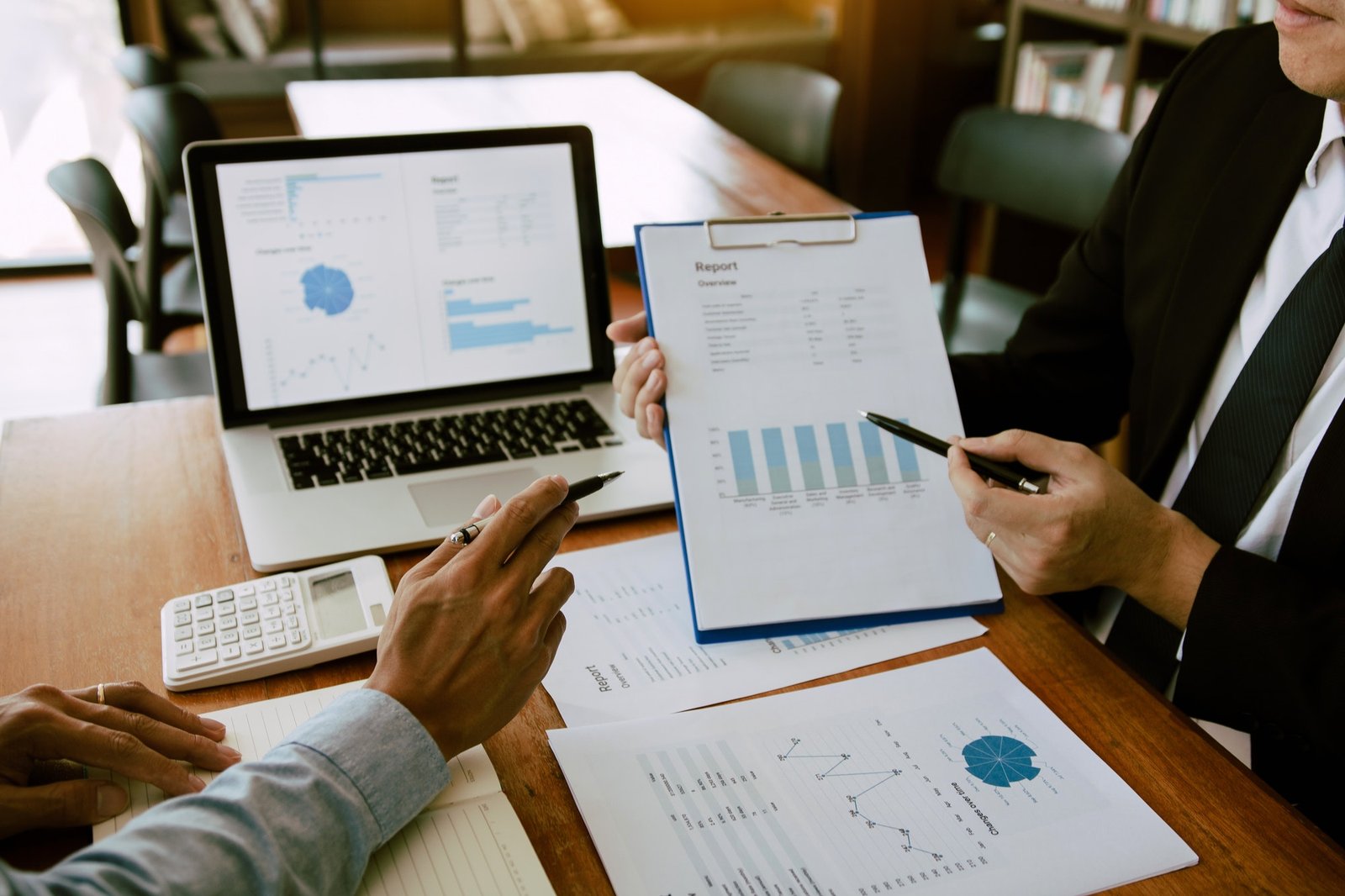 Business partners reviewing financial planning strategy